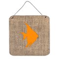 Micasa Fish Angel Fish Burlap And Orange Aluminium Metal Wall Or Door Hanging Prints 6 x 6 In. MI894991